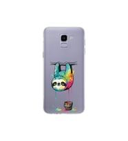 Samsung Galaxy J6 ile Uyumlu Splash Tembel Hayvan Tasarımlı Şeffaf Silikon Kılıf