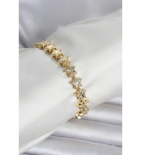 Pirinç Gold Renk Yıldız Model Kadın Bileklik - TJ-BB8407