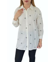 Kadın Krem Çiçekli Gömlek 71321 BGL-ST02905