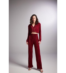 Beli Lastikli Esnek Comfy Pantolon Bordo