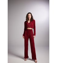 Beli Lastikli Esnek Comfy Pantolon Bordo
