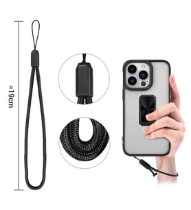 Uyumlu Model Apple iPhone 13 Pro Kılıf Charm Kısa iPli Şeffaf Kapak (Siyah)