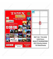 Tanex TW-2408 - 105 x 72 mm Laser Etiket 100 Adet Ücretsiz Kargo
