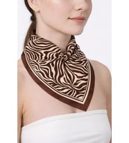 Tarzını Seç Kahverengi Zebra Fular / Bandana / Aksesuar 48x48 cm