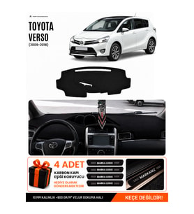 TOYOTA VERSO (2009-2018) Uyumlu Torpido Örtüsü Torpido Kılıfı - Siyah