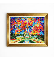 Tablore Gold Çerçeveli Renkli Soyut Eyfel Kulesi Tablosu Modern Paris Manzaralı Kanvas Duvar Tablosu