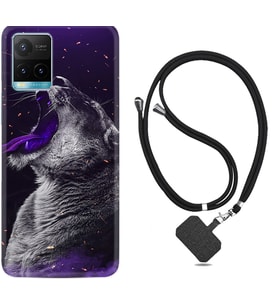 Vivo Y11S Y21S Y20 Y20S Y70 Kılıf Boyun Askılı Silikon Purple Leopar 1750