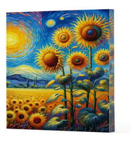 Van Gogh 4 - Ayçiçekleri Çizgili Yan Boyamalı Defter