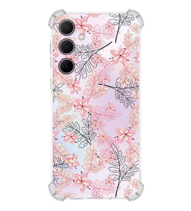 PrintiFy Samsung A35 Uyumlu Köşe Korumalı Floral Kırmızı Tasarımlı Şeffaf Silikon Kılıf