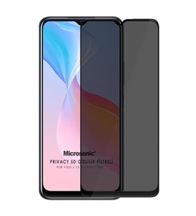Microsonic Vivo Y21s Privacy 5D Gizlilik Filtreli Cam Ekran Koruyucu Siyah