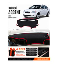HYUNDAİ ACCENT ERA (2006-2011) Uyumlu Torpido Örtüsü Torpido Kılıfı - Siyah Kırmızı