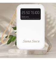 KİŞİYE ÖZEL İSİM BASKILI DİJİTAL ENERJİ GÖSTERGELİ POWERBANK (Beyaz)