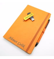 Wings SG165 İsme Özel Turuncu Defter + 16GB Usb Bellek + Touch Kalem Set  Hepsi İsme Özel