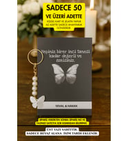 Siyah Kelebek  İncili Kelebek Anahtarlık - Kına Hediye - Nişan Hediyelik - Nikah Hediye 10 Adet