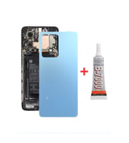 Xiaomi Redmi Note 12 Pro 5G Arka Kapak - Arka Pil Batarya Kapağı + B7000 Yapıştırcı - 22101316C 22101316I Uyumlu (Mavi)