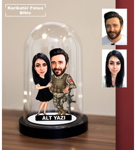 KİŞİYE ÖZEL SEVGİLİ, ÇİFT, ASKER TASARIMLI IŞIKLI KARİKATÜR FANUS BİBLO
