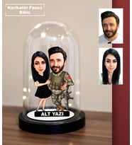 KİŞİYE ÖZEL SEVGİLİ, ÇİFT, ASKER TASARIMLI IŞIKLI KARİKATÜR FANUS BİBLO