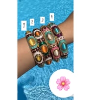 Kadın Özel Seri Opal Taş Vintage Bileklik ( İç Çap: 6 Cm )