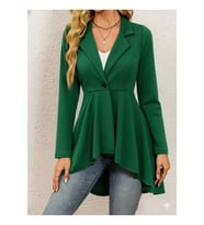 Kadın Uzun Kollu Yakalı önden Düğmeli Uzun Atlas Blazer Ceket
