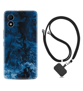 TCL 303 Kılıf Silikon Boyun Askılı İpli Desenli Silikon Blue Zigzag 1687