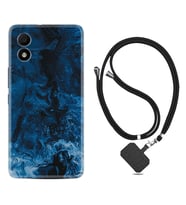 TCL 303 Kılıf Silikon Boyun Askılı İpli Desenli Silikon Blue Zigzag 1687