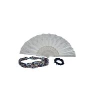 Yelpaze Simli Beyaz & Toka & Bandana Seti