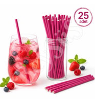 Parti Kağıt Pipeti 25li Pembe