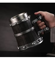 Viking Ahşap Fıçı Bira Bardağı Kupa Çelik