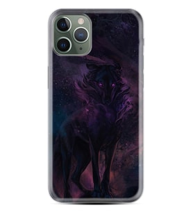 Apple iPhone 11 12 13 14 Pro Max Kılıf Desemli Silikon Black Purple Wolf 1791