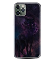 Apple iPhone 11 12 13 14 Pro Max Kılıf Desemli Silikon Black Purple Wolf 1791