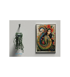 Postera Şahmeran - Şahmaran Temalı Çerçeveli Poster (32X47 cm ÇERÇEVELİ) (Siyah-Gri)