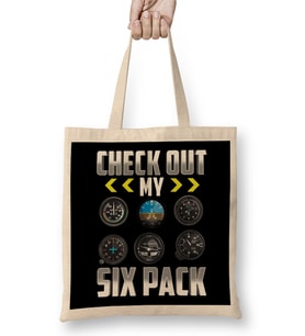 Check Out My Six Pack Airplane Pilot Aviation Pun Bez Çanta Uzun Saplı
