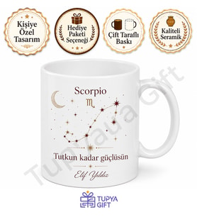 Burç Temalı Kişiye Özel Baskılı Kupa Bardak Astroloji Hediye