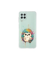 Samsung Galaxy A22 ile Uyumlu Splash Kirpi Tasarımlı Şeffaf Silikon Kılıf