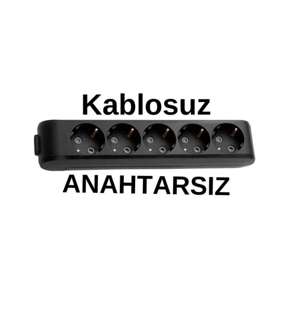 Viko (5'Li) Beşli Priz Topraklı Klemensli (Kablosuz) Siyah