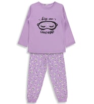 Civil Girls Çiçek Desenli 6-9 Yaş Pijama Takımı - Lila