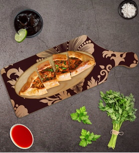 BK Gift Retro Motif Tasarımlı Dikdörtgen Şeklinde Doğal Ahşap Servis ve Sunum Tabağı Model 7