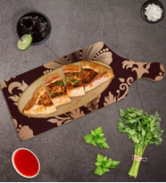 BK Gift Retro Motif Tasarımlı Dikdörtgen Şeklinde Doğal Ahşap Servis ve Sunum Tabağı Model 7