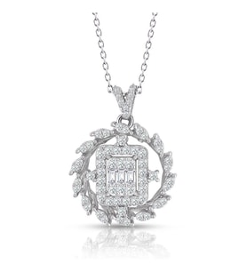0.60 Ct. Modern Tasarım Baget Kare Tektaş Kolye (Beyaz)