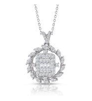 0.60 Ct. Modern Tasarım Baget Kare Tektaş Kolye (Beyaz)