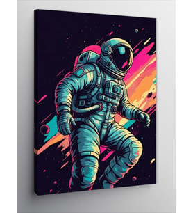 Kanvas Tablo Neon Astronot