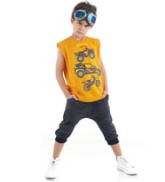 Motocross Erkek Çocuk T-shirt Kapri Şort Takım (Karışık)