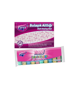Rengarenk 10'lu Düz Sünger ve Bulaşık Altlığı Paketi