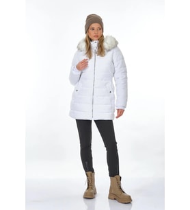 ONLY ONLNEWCAMILLA QUILT FUR HOOD COAT CC OTW P.BEYAZ