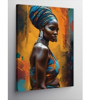Kanvas Tablo Sarı Fon Afrikalı Kadın
