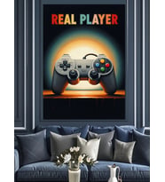 Oyun Konsolu Ve "Real Player" Dekoratif Kanvas - Mdf Ahşap Tablo