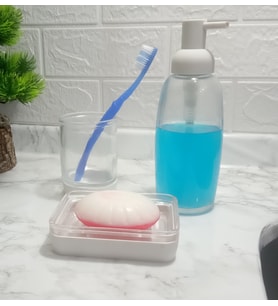 3 LÜ BANYO SETİ BEYAZ CAM  20X20X10CM