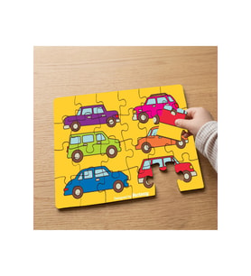 Renkli Arabalar Tasarımlı 24 Parça Ahşap Çocuk Puzzle MPK0267