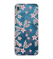 PrintiFy Huawei Y6 Pro 2019 Uyumlu Kamera Korumalı Floral Kırmızı Tasarımlı Şeffaf Silikon Kılıf