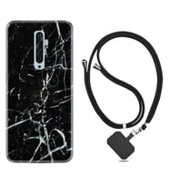 Oppo Reno 2Z 4 Lite 4 Pro 5 6 7 A31 Kılıf Boyun Askılı Silikon Black Marble 3 1382
